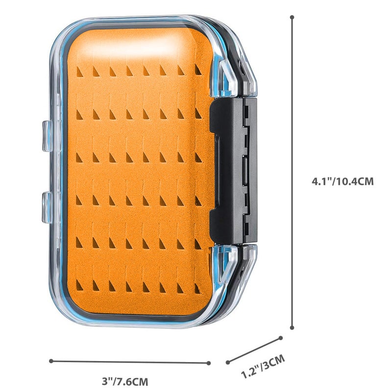 Gonex Fly Boxes for Fly Fishing Jig Boxes Two-Sided Waterproof Lightweight Fly Fishing Box Easy Grip Transparent Lid Fly Fishing Lures Box, 4.1""x 3.0""x 1.2"", Orange - Image 4